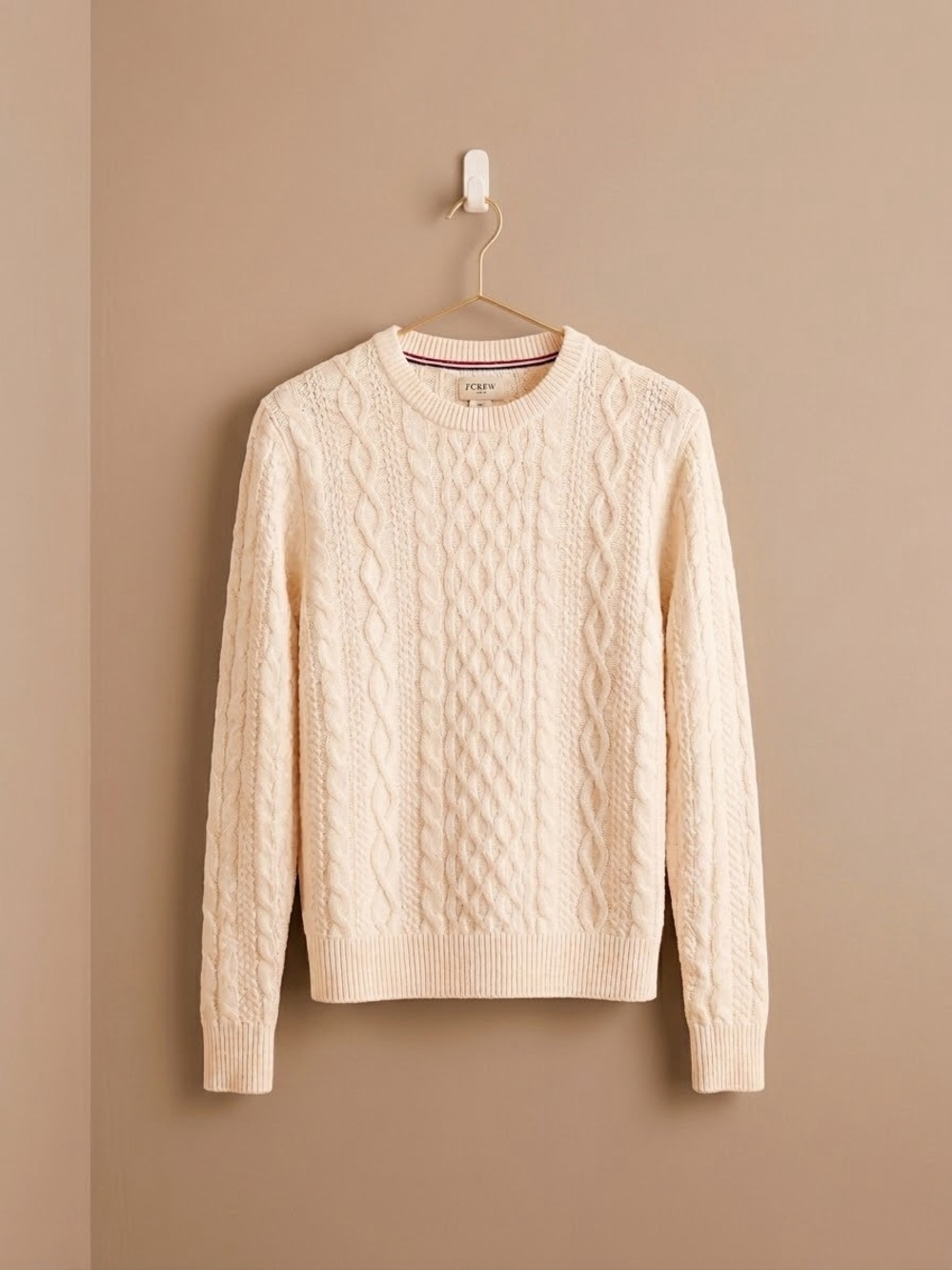 J.Crew Women’s Cable-Knit Crewneck Sweater Cream White - Size Medium